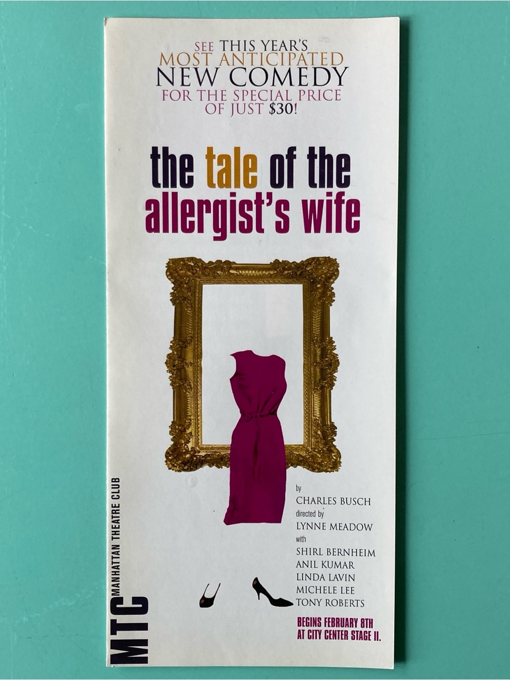 2 Panel Paper Flyer The Tale of the Allergist's Wife Off Broadway - LINDA LAVIN